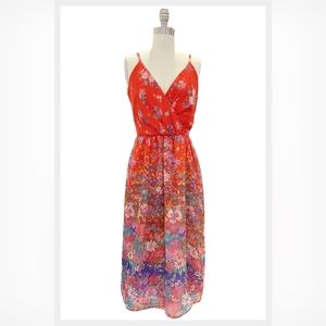 1970s abstract floral print boho summer dress | size small